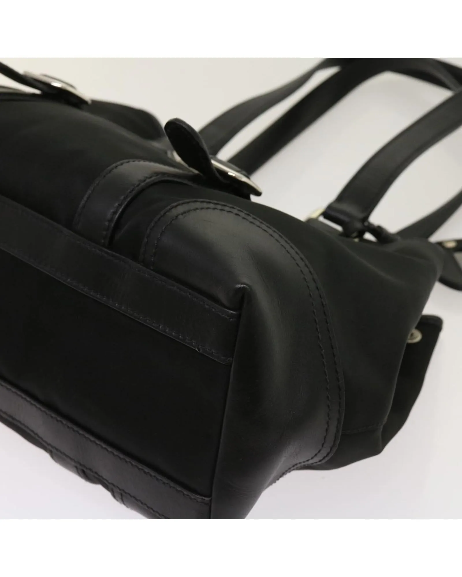 Black Nylon Tote Bag with Name Tag - Made in Italy