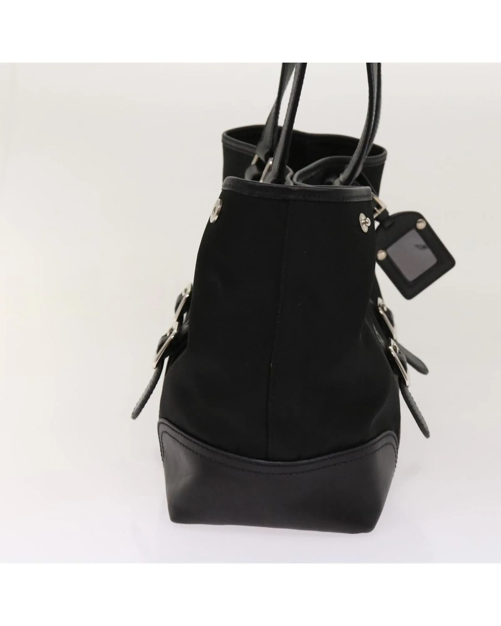 Black Nylon Tote Bag with Name Tag - Made in Italy