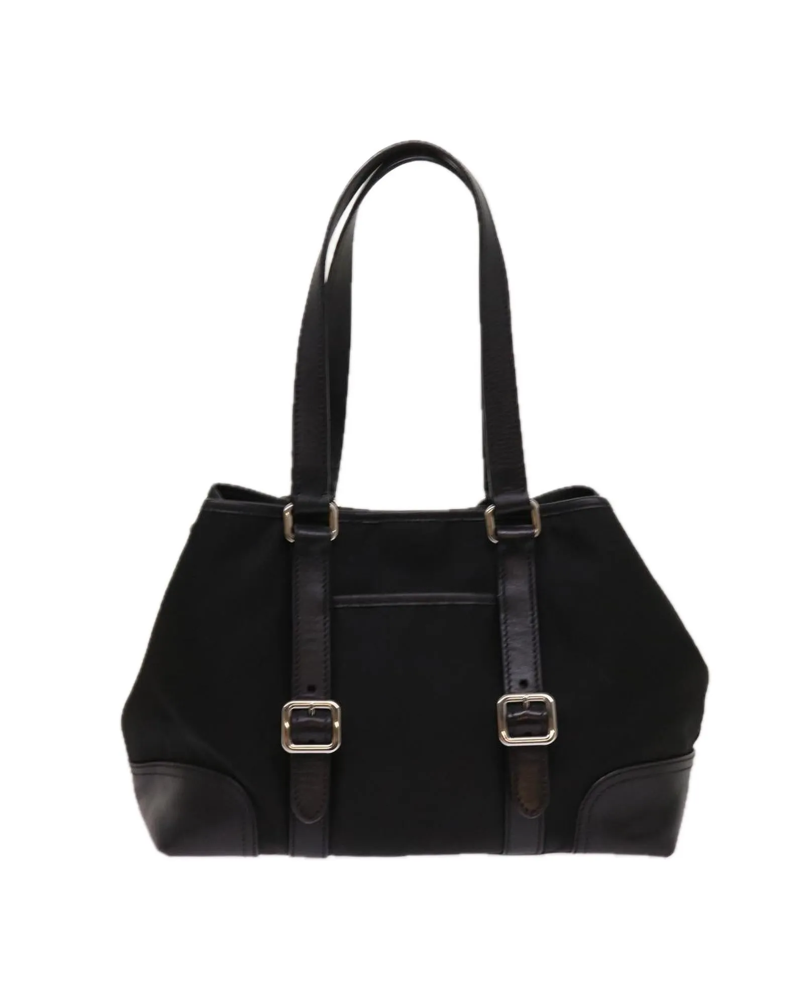 Black Nylon Tote Bag with Name Tag - Made in Italy
